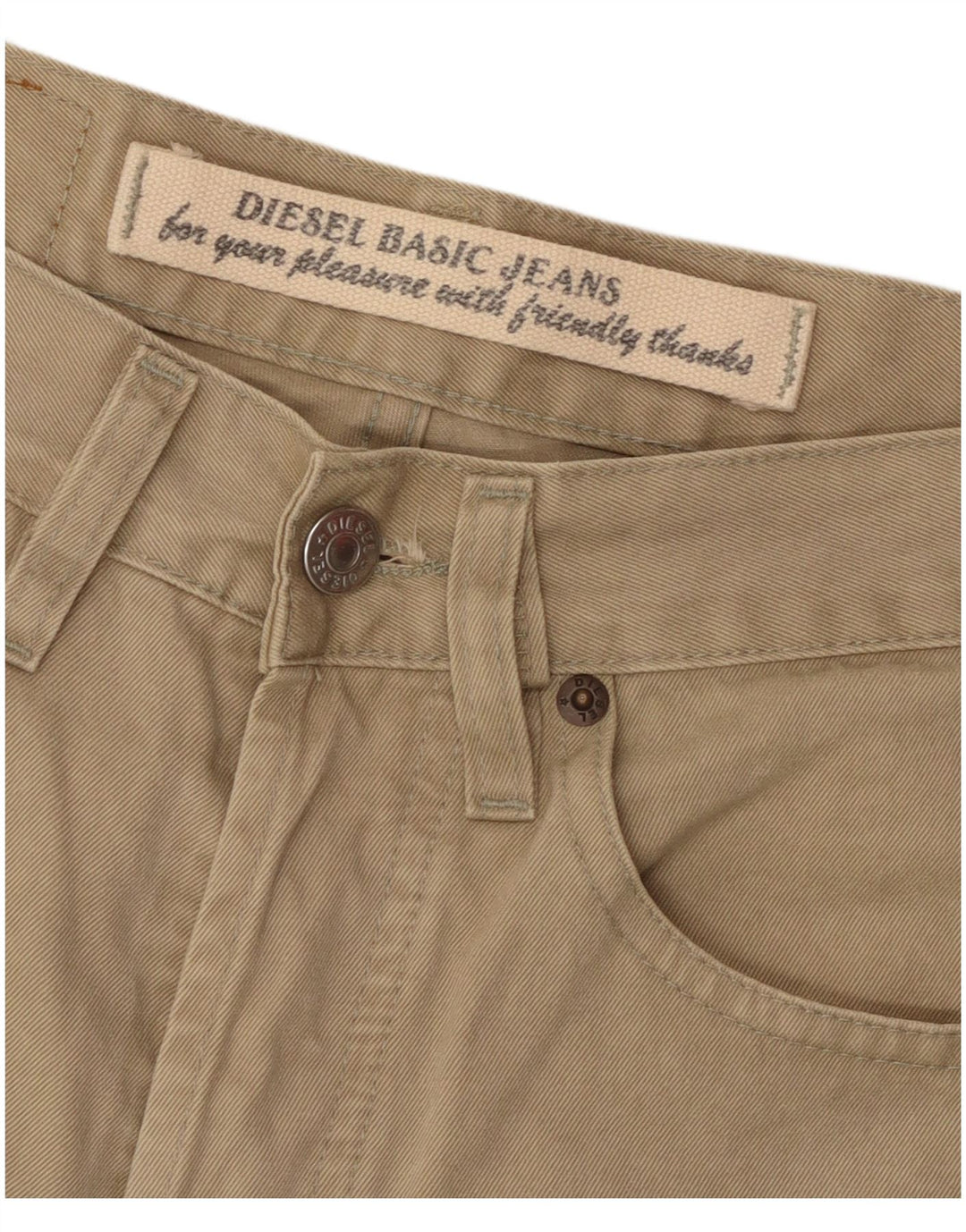 DIESEL Pantalon décontracté droit pour homme W29 L31 Beige Coton