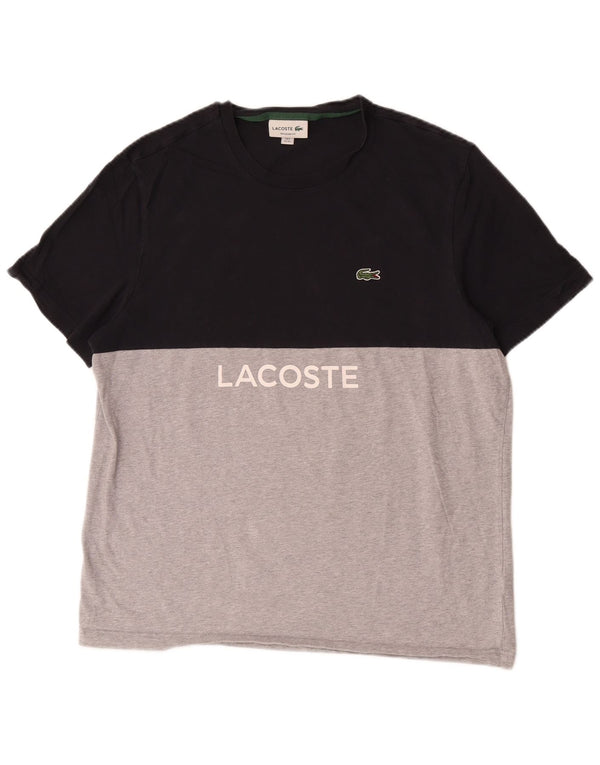 Lacoste T-shirt graphique coupe régulière pour homme Taille 6 XL Noir Colourblock
