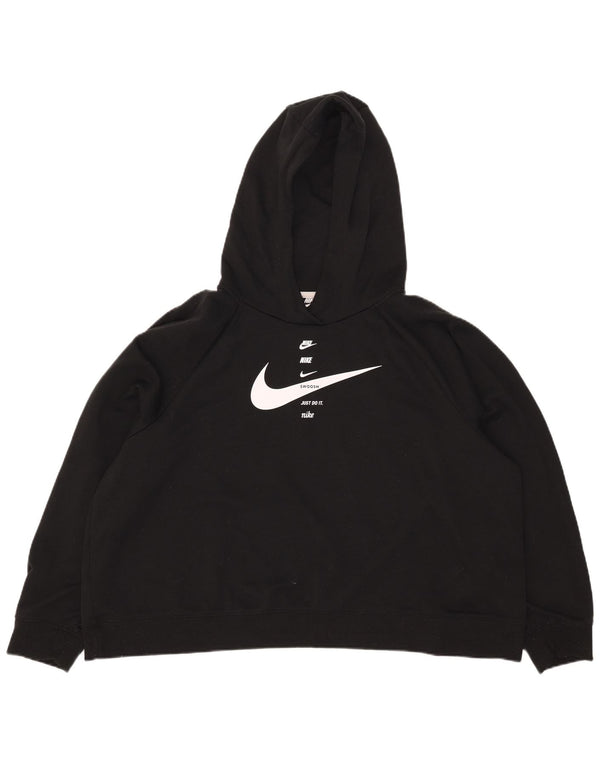 Nike Pull à capuche surdimensionné avec motif Swoosh pour femme UK 20 2XL Noir