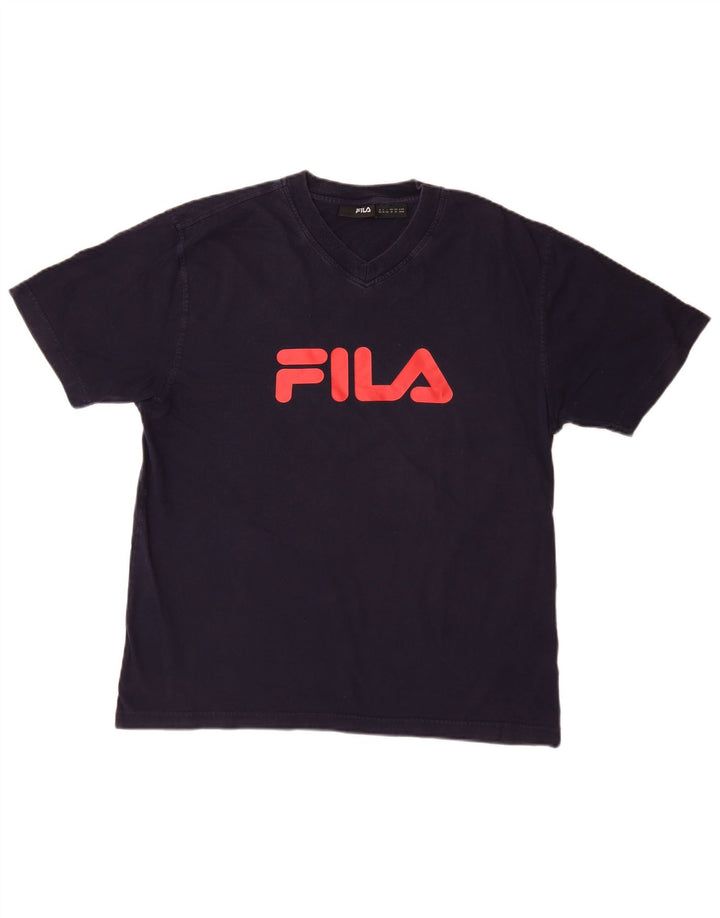 FILA T-Shirt Graphique Homme Bleu Marine Moyen Coton
