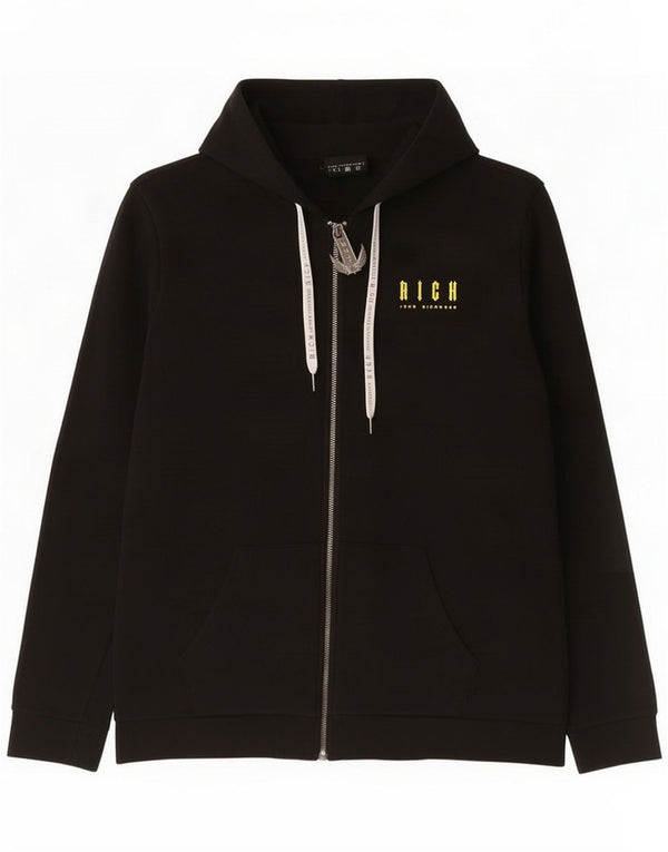Richmond Mens Graphic Zip Hoodie Sweater Large Black Cotton