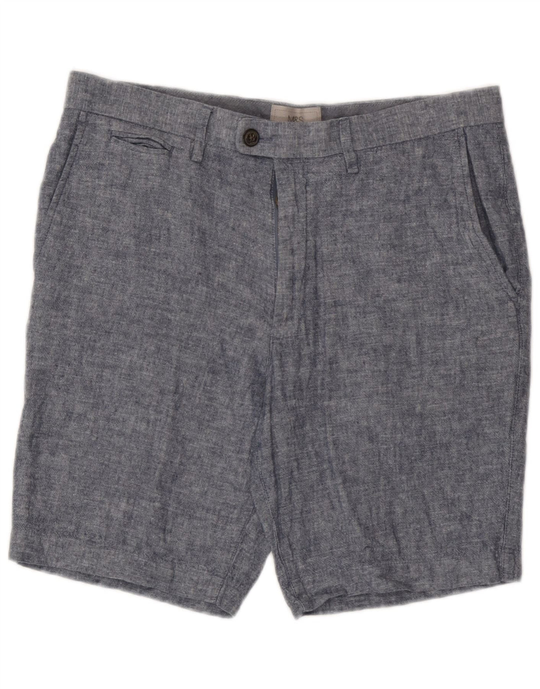 Marks & Spencer Short Chino Homme W32 Lin Bleu Moyen
