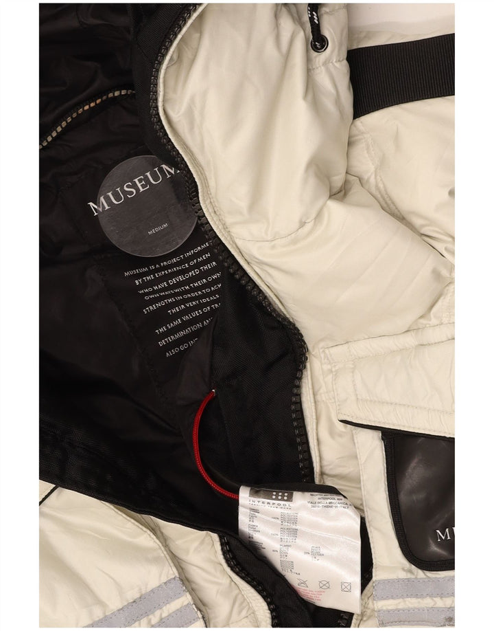 MUSEUM Veste matelassée à capuche pour femme UK 14 Medium Off White Polyester