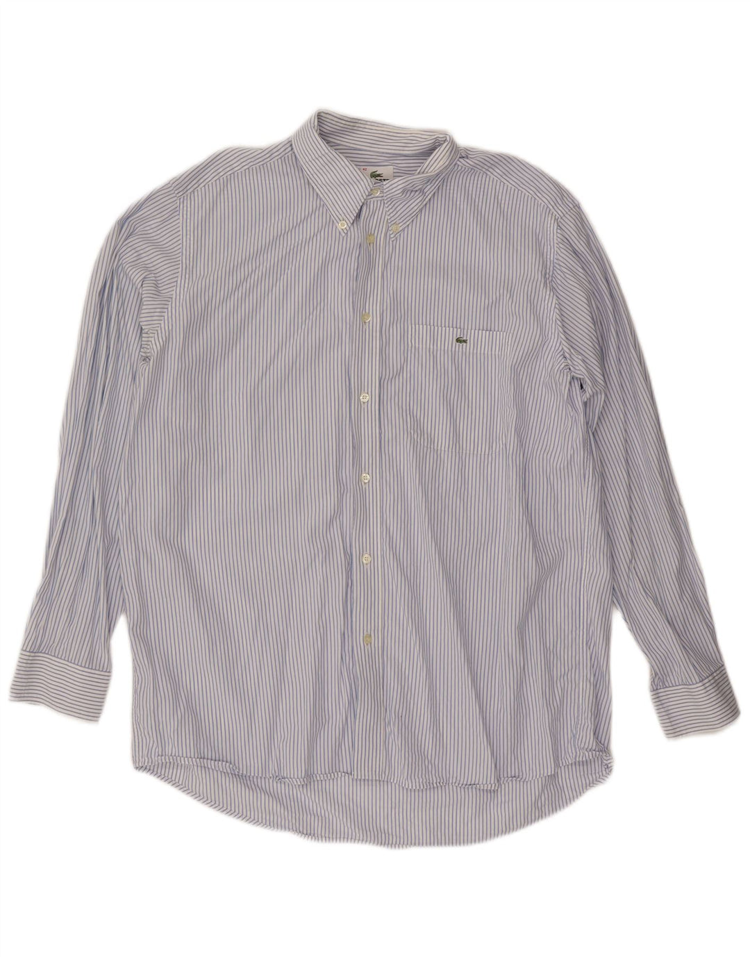 LACOSTE Chemise homme Taille 42 Grand coton à fines rayures bleues