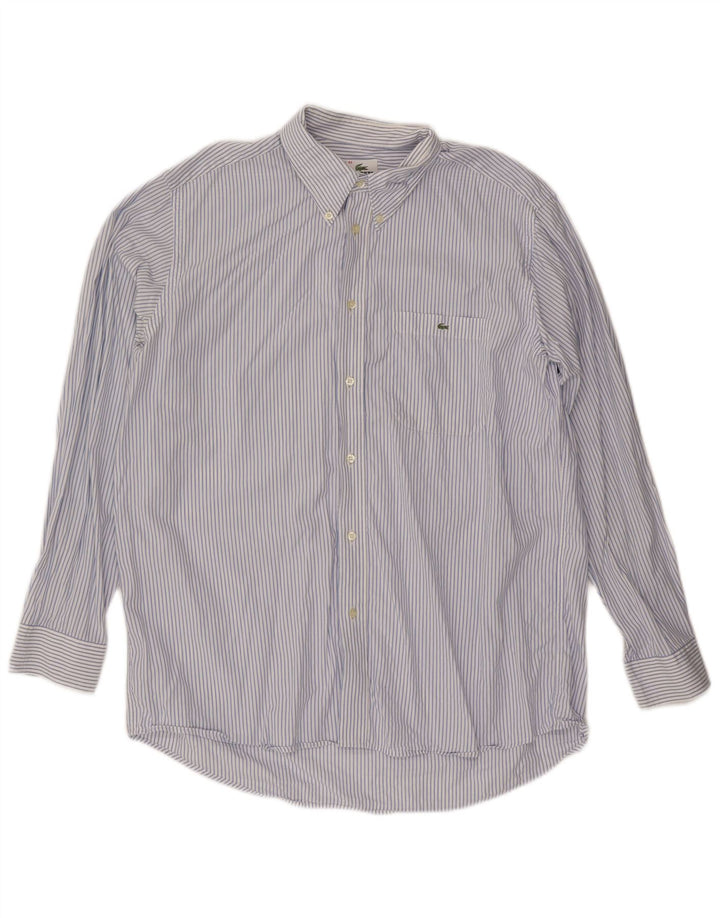 LACOSTE Chemise homme Taille 42 Grand coton à fines rayures bleues