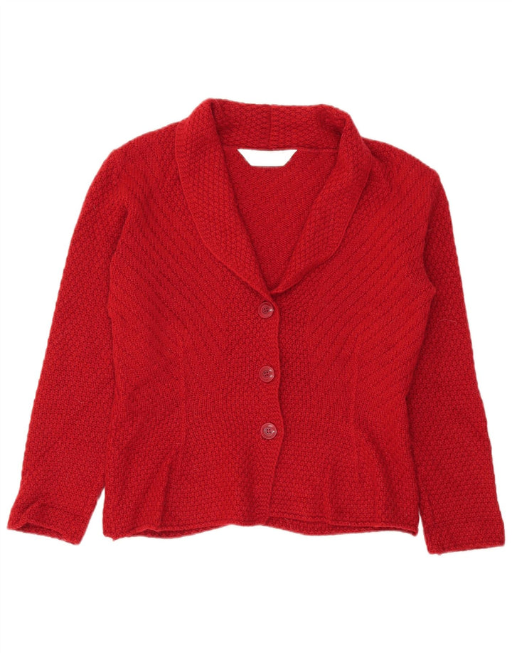 MARKS & SPENCER Womens Cardigan Sweater UK 10 Small  Red Wool