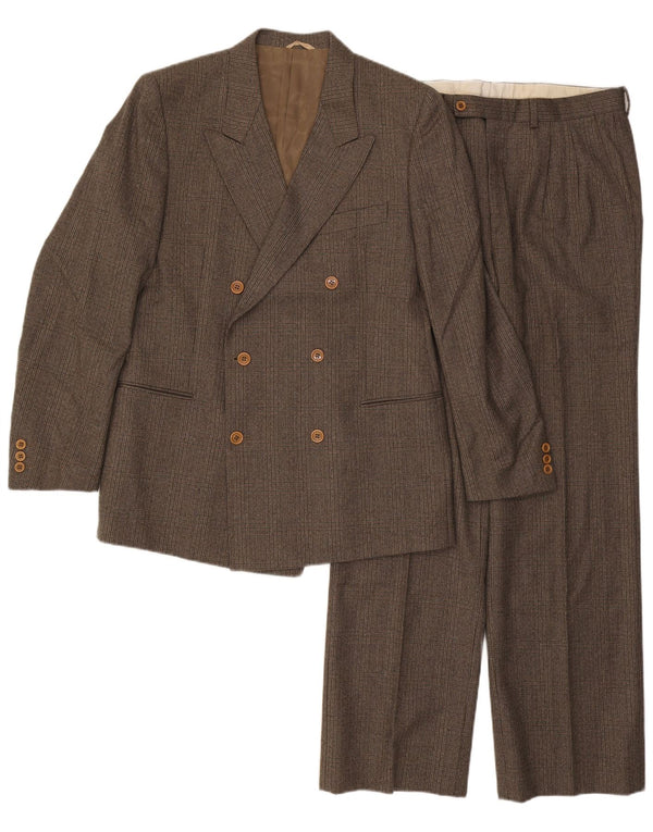 Costume 2 Pièces Vintage Homme IT 50 Grand W32 L32 Laine à Carreaux Marron