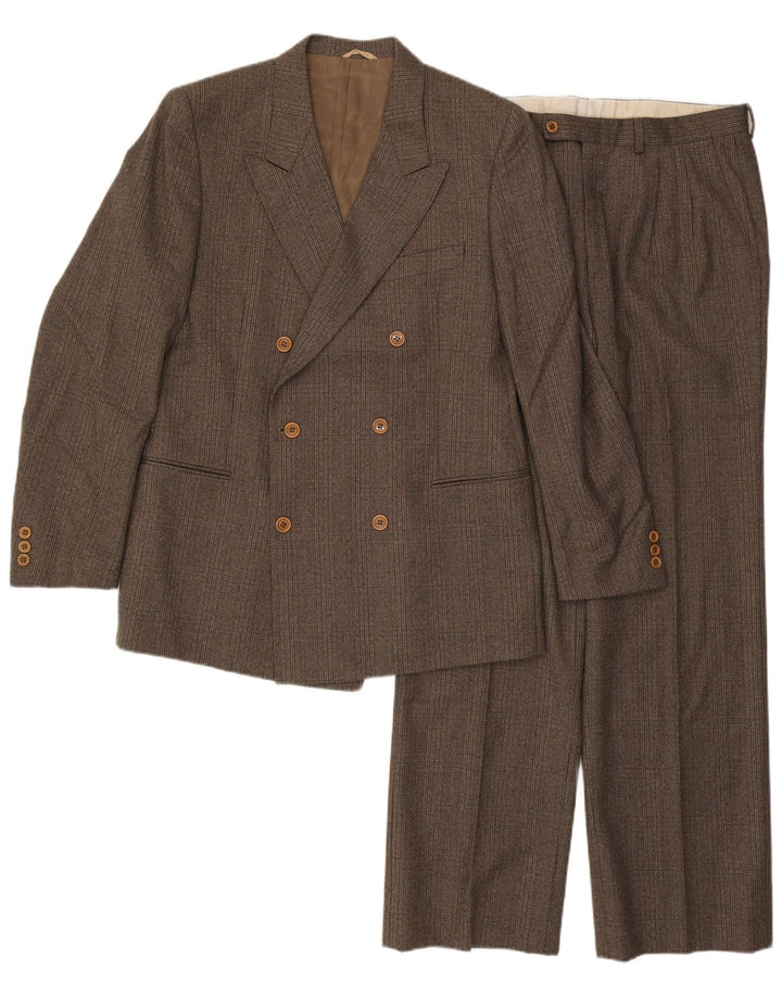Costume 2 Pièces Vintage Homme IT 50 Grand W32 L32 Laine à Carreaux Marron