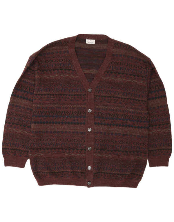 Rodes Pull Cardigan Homme 2XL Marron Géométrique Laine