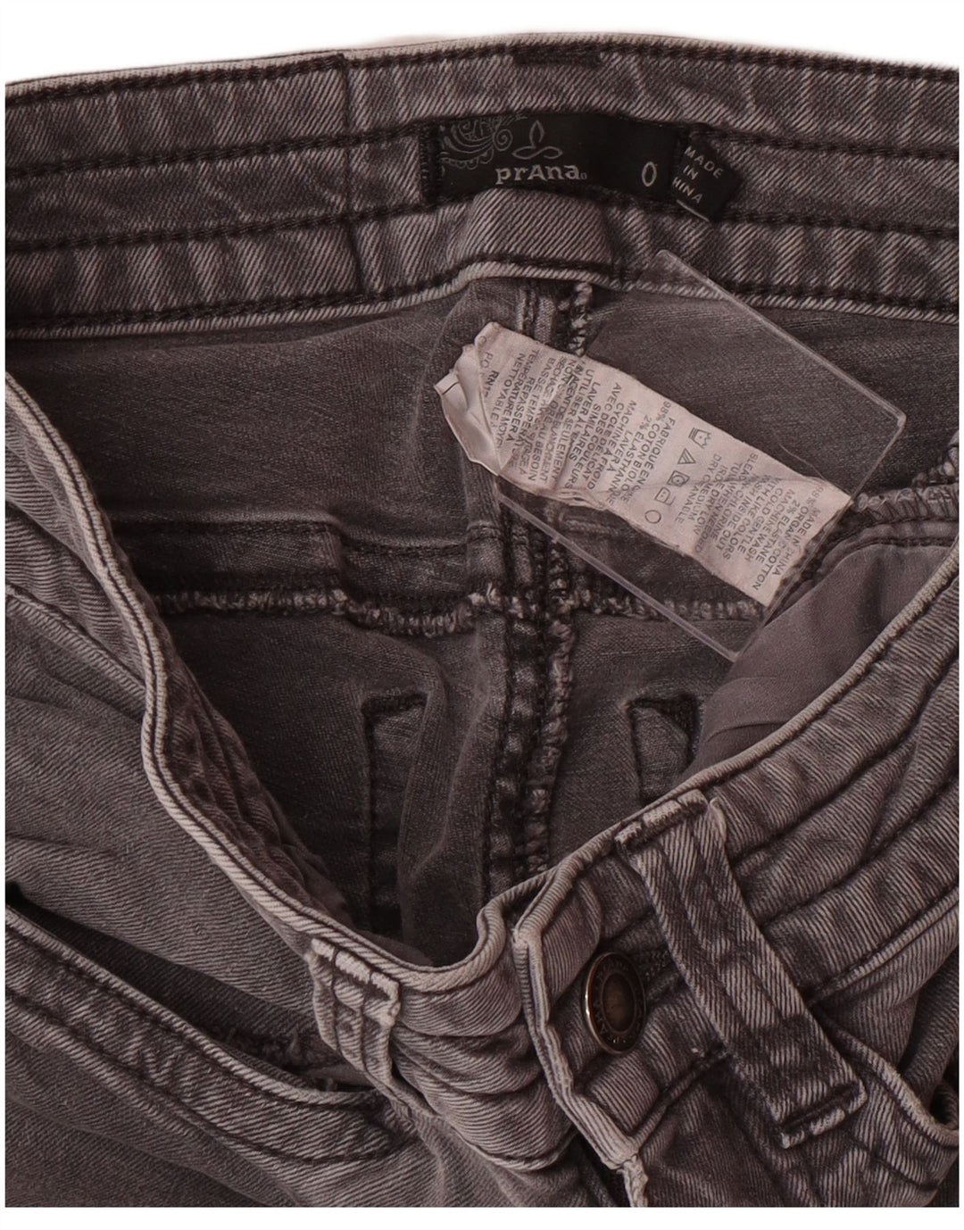 PRANA Jean cargo skinny pour femme US 0 XS W24 L26 Gris Coton