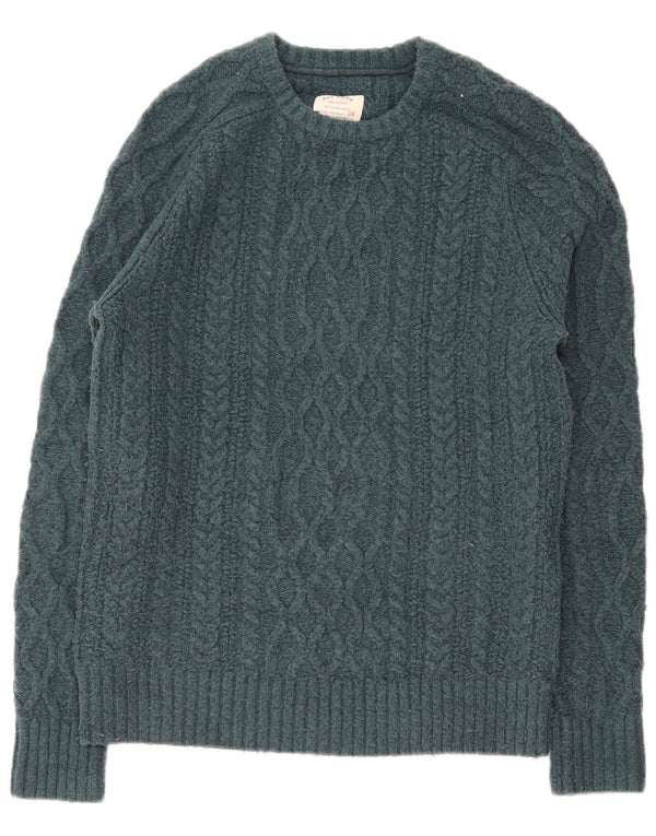 Fat Face Pull à col rond pour homme en laine verte Petite