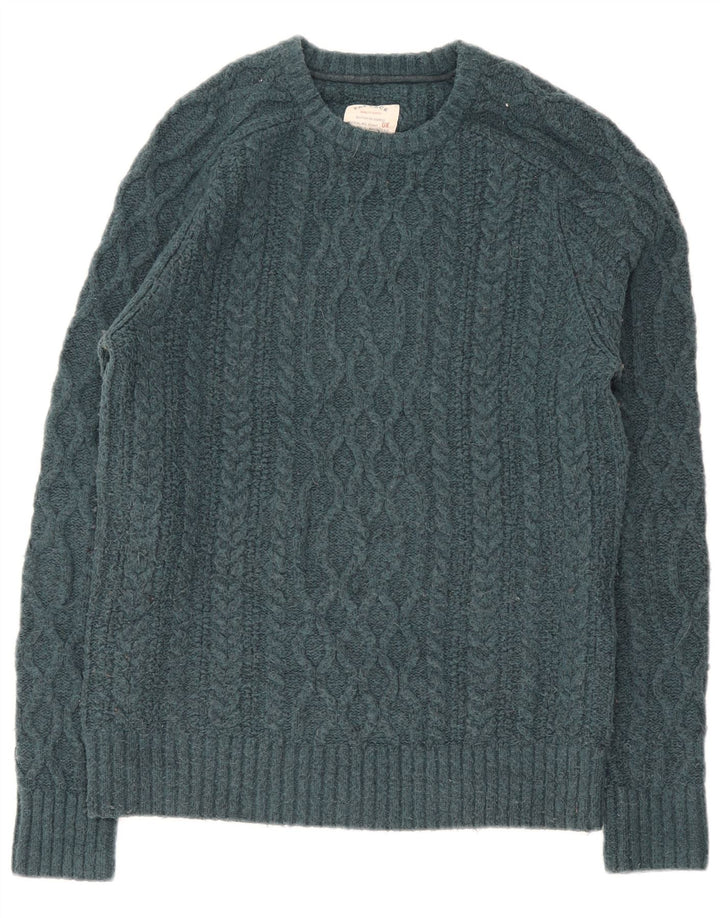Fat Face Pull à col rond pour homme en laine verte Petite