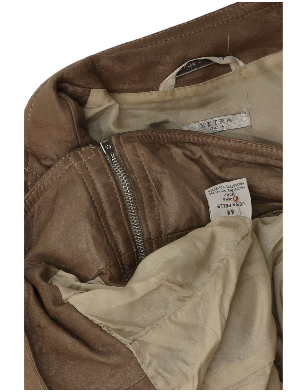 XETRA Veste de motard en cuir court pour femme IT 44 Cuir beige moyen