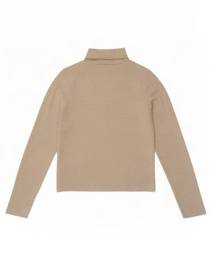 Zara Femme Top Manches Longues UK 44 Large Beige Moucheté Polyester