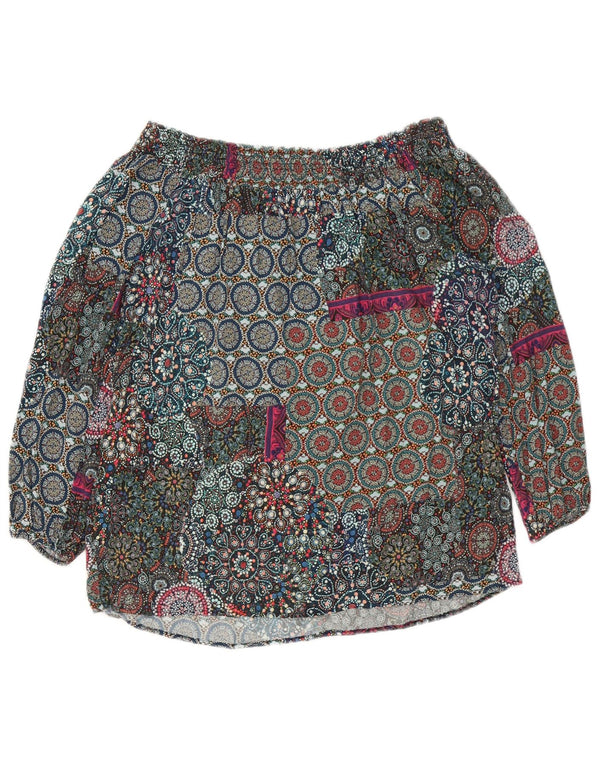 Desigual Femme Haut à Manches 3/4 Épaules Dénudées UK 6 XS Multicolore Floral