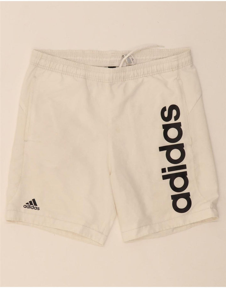 ADIDAS Mens Graphic Sport Shorts Small  White Polyester Vintage Adidas and Second-Hand Adidas from Messina Hembry 