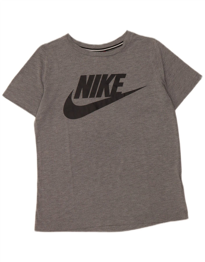 NIKE T-shirt graphique pour femme UK 10 Small Gris Polyester