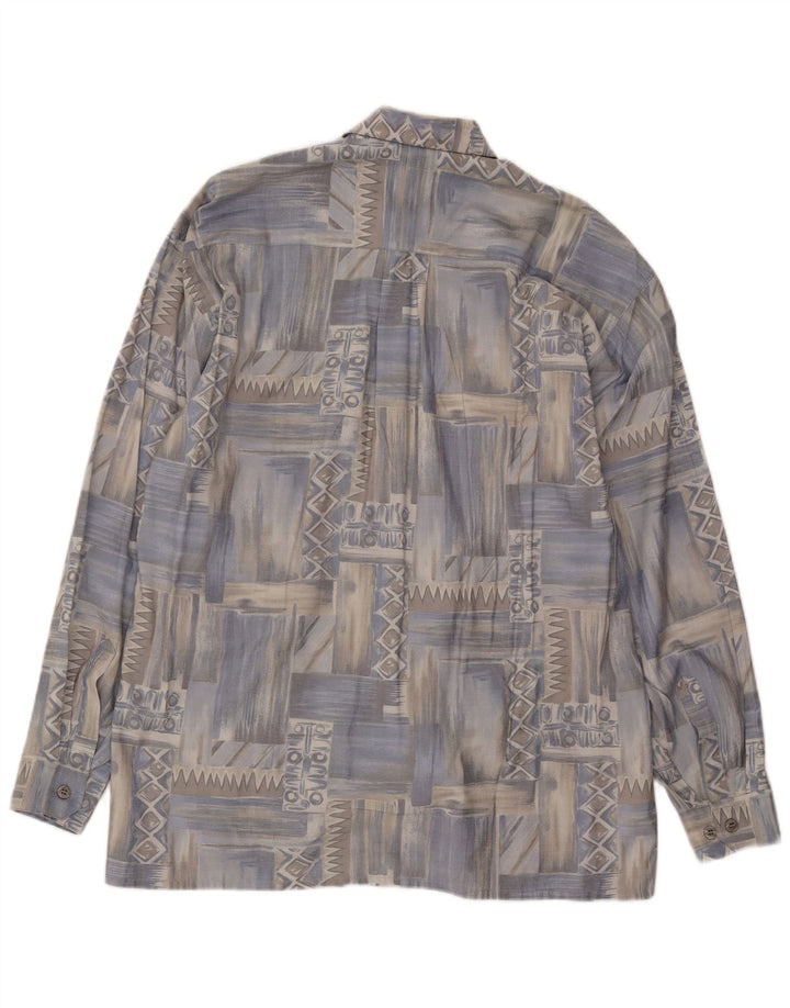 Chemise Homme Vintage Grand Bleu Géométrique