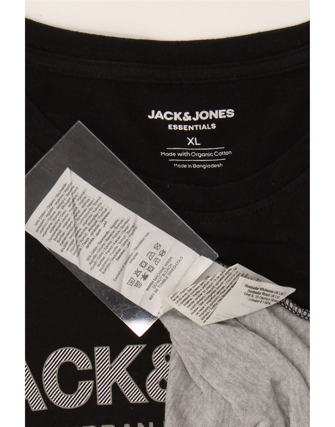 JACK & JONES T-Shirt Graphique Homme Noir XL Coton Colorblock