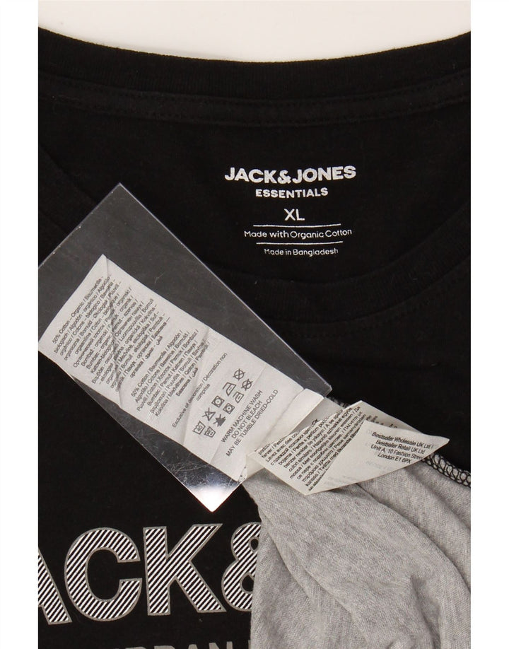 JACK & JONES T-Shirt Graphique Homme Noir XL Coton Colorblock