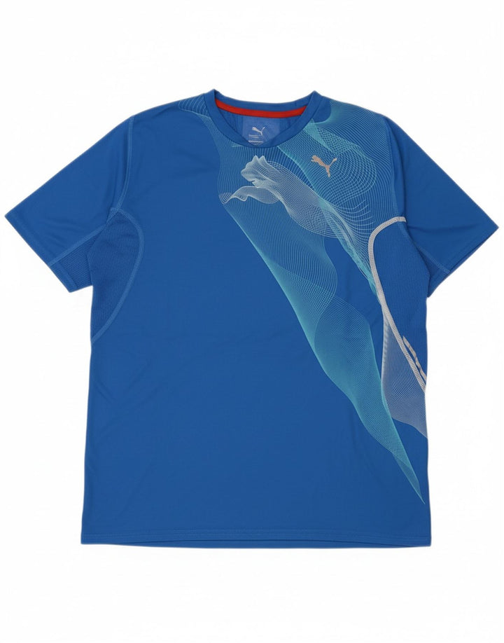 PUMA Mens Graphic T-Shirt Top Medium Blue