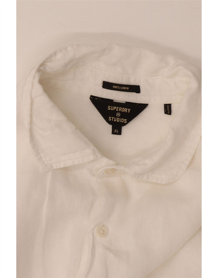 Superdry Chemise Homme XL Lin Blanc