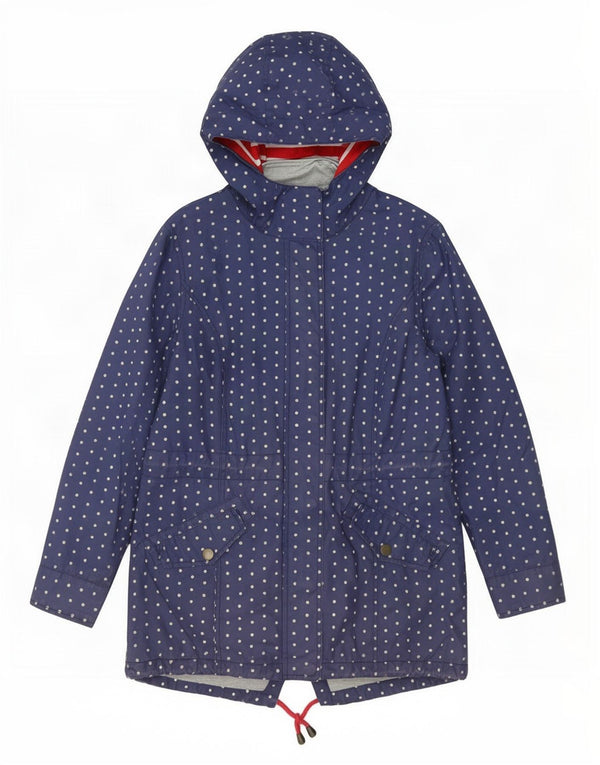 Laura Ashley Parka à capuche pour femme UK 10 Small Bleu marine à pois