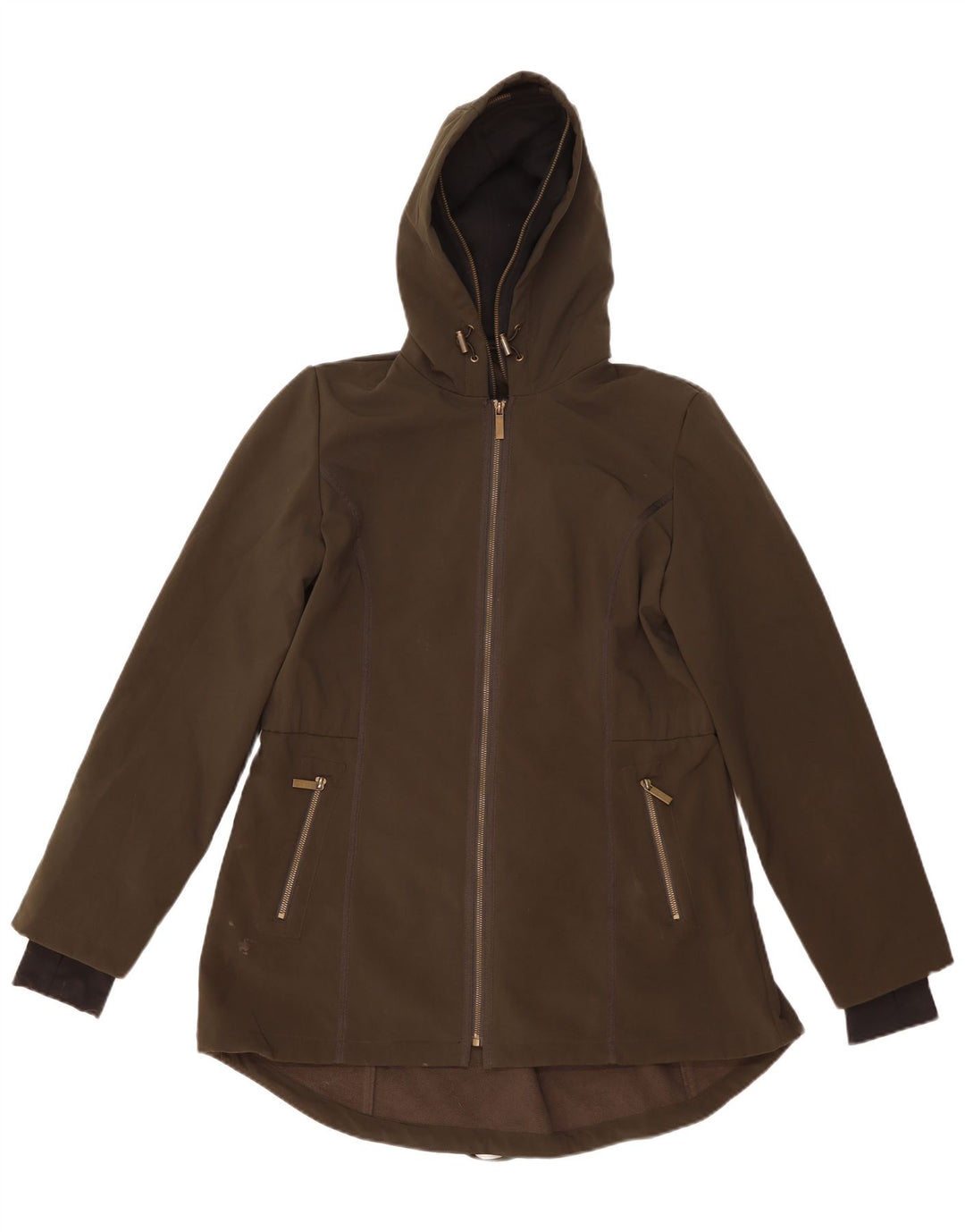 French Connection Parka à capuche pour femme UK 16 Large Kaki Polyester