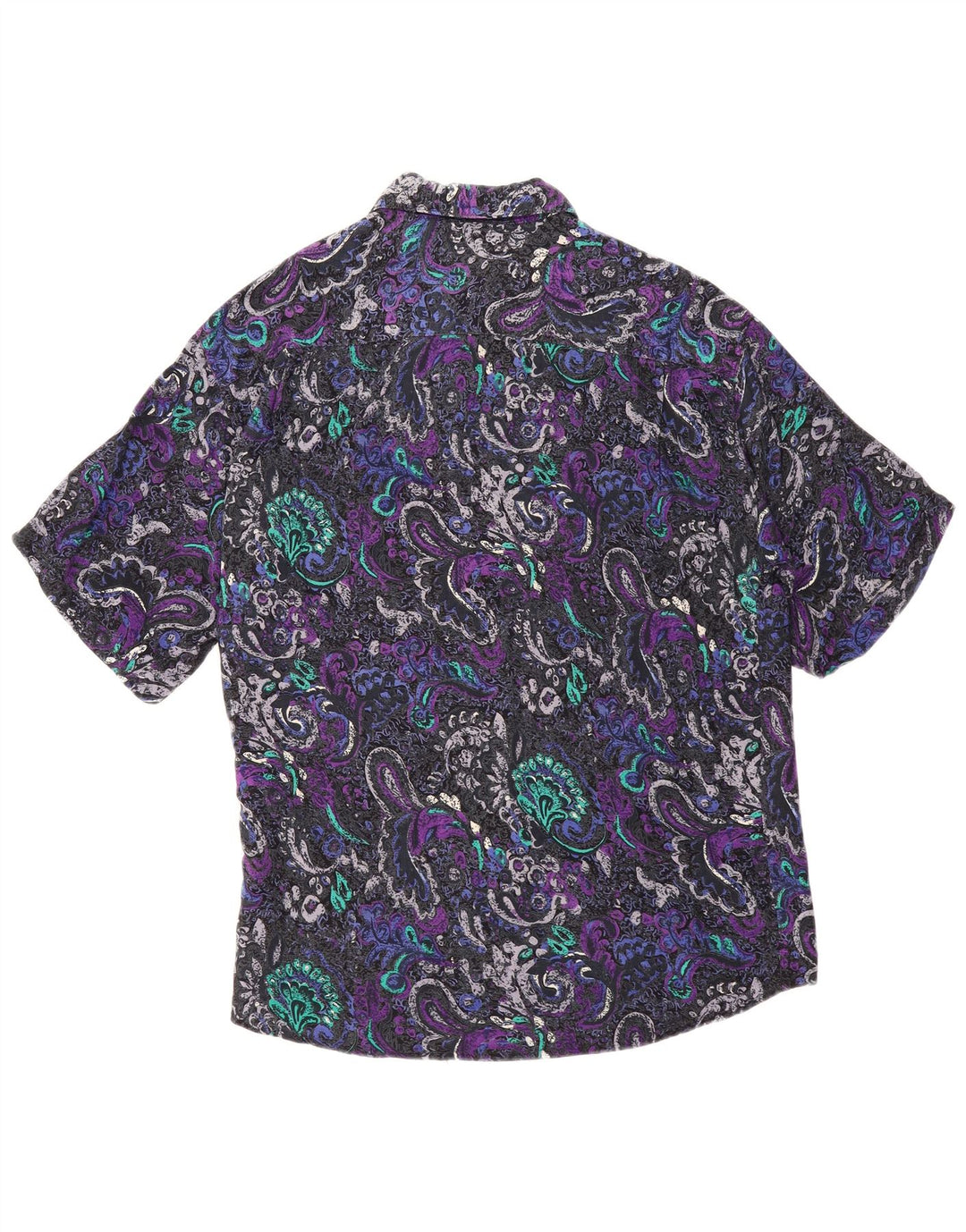 VINTAGE Chemise à manches courtes pour homme en viscose Paisley multicolore moyen