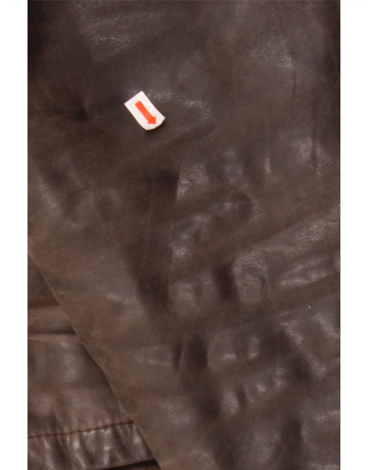 VINTAGE Veste en cuir homme UK 36 Petit cuir marron