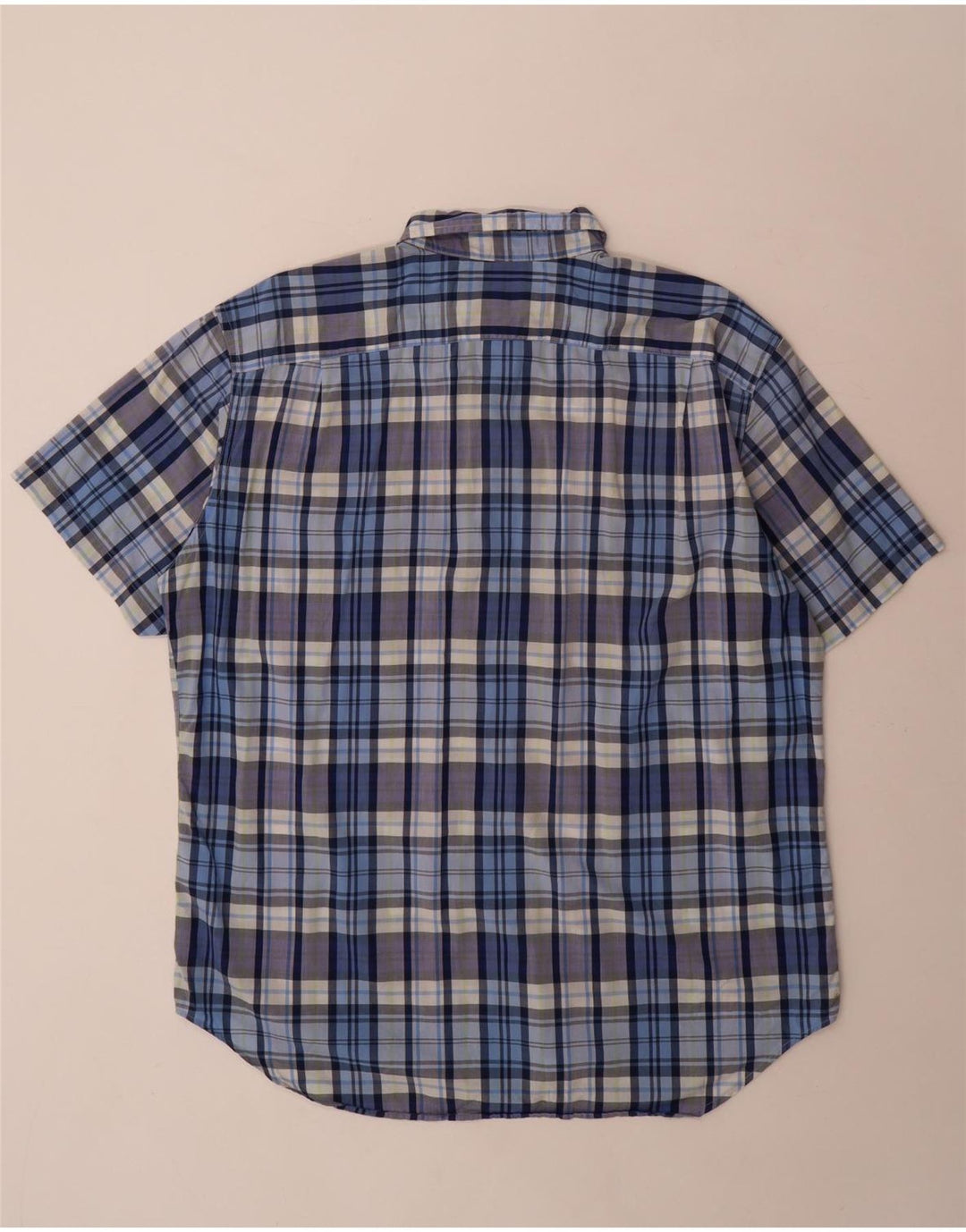 Nautica Chemise à manches courtes pour homme en coton à carreaux bleus