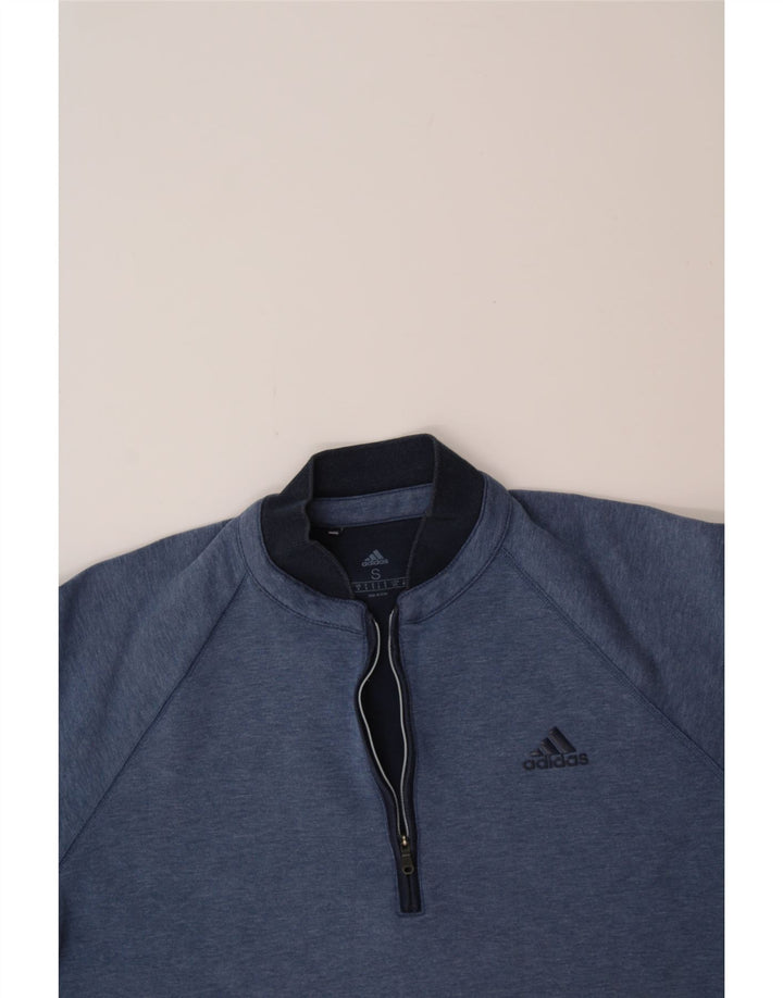 ADIDAS Mens Zip Neck Sweatshirt Jumper Small Navy Blue Cotton Vintage Adidas and Second-Hand Adidas from Messina Hembry 
