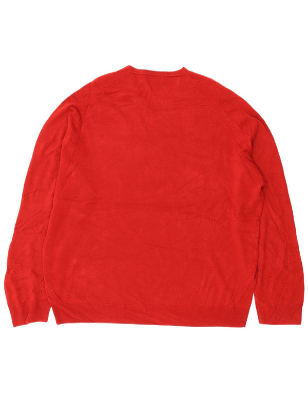 Marks & Spencer Pull col V pour homme 2XL Rouge Acrylique
