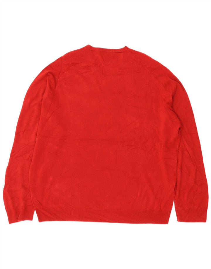 Marks & Spencer Pull col V pour homme 2XL Rouge Acrylique