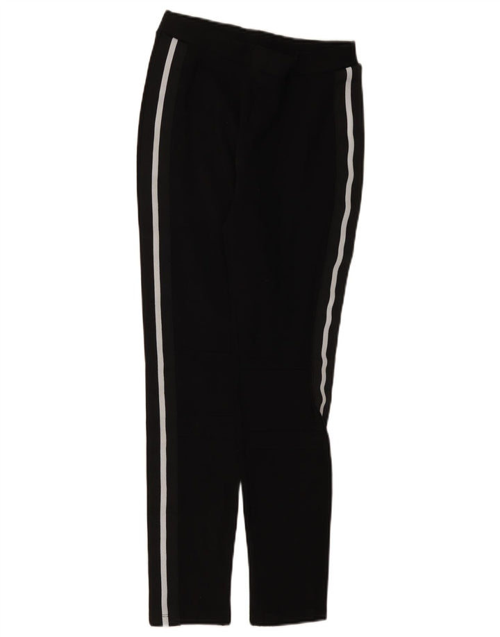 ZARA Pantalon de survêtement pour femme UK 12 Medium Noir Rayé Viscose