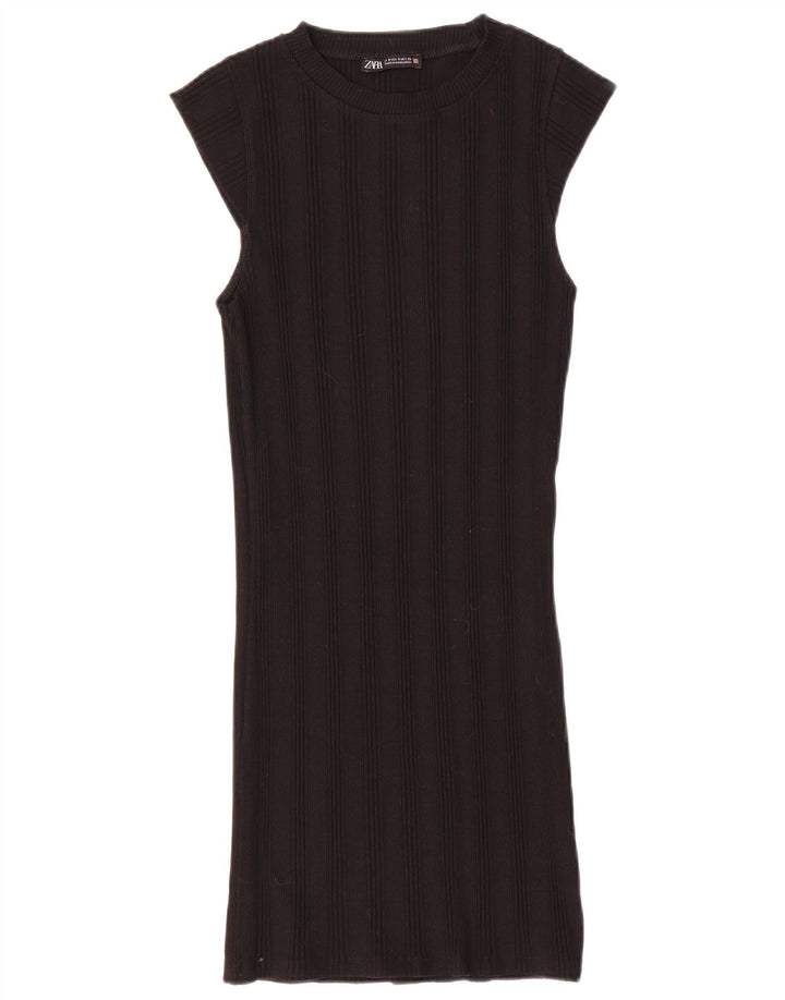 Zara Robe droite pour femme UK 8 Petit coton noir