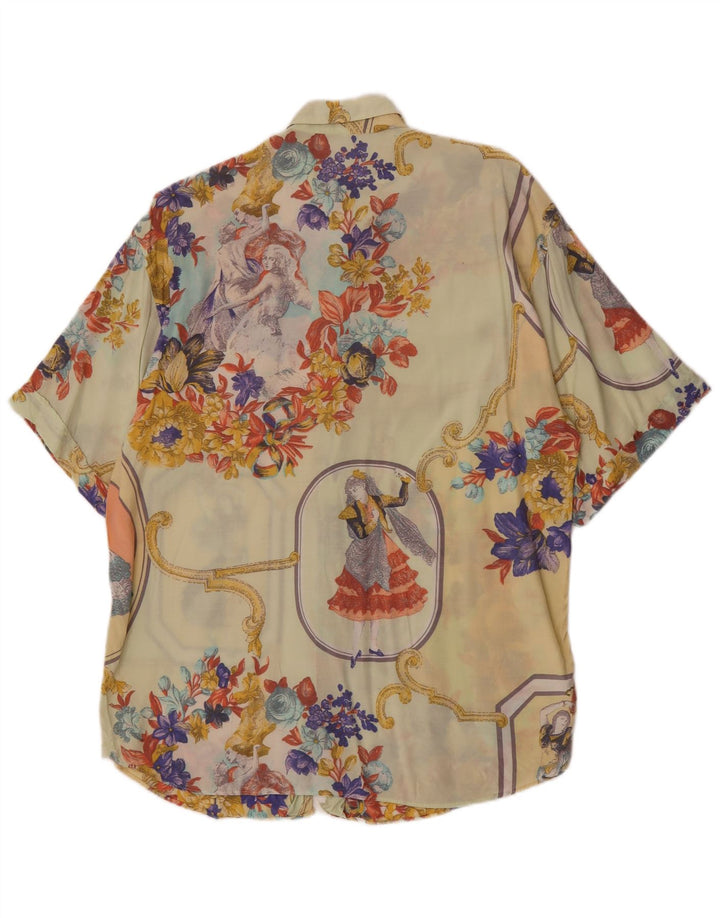 vintage Chemise à manches courtes pour hommes Floral jaune moyen