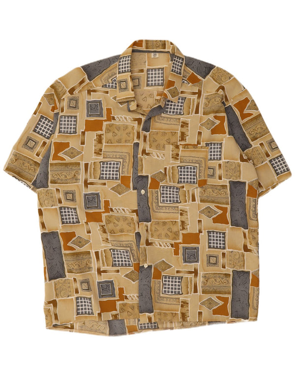 vintage Chemise à manches courtes pour hommes Taille 45 XL Beige Patchwork
