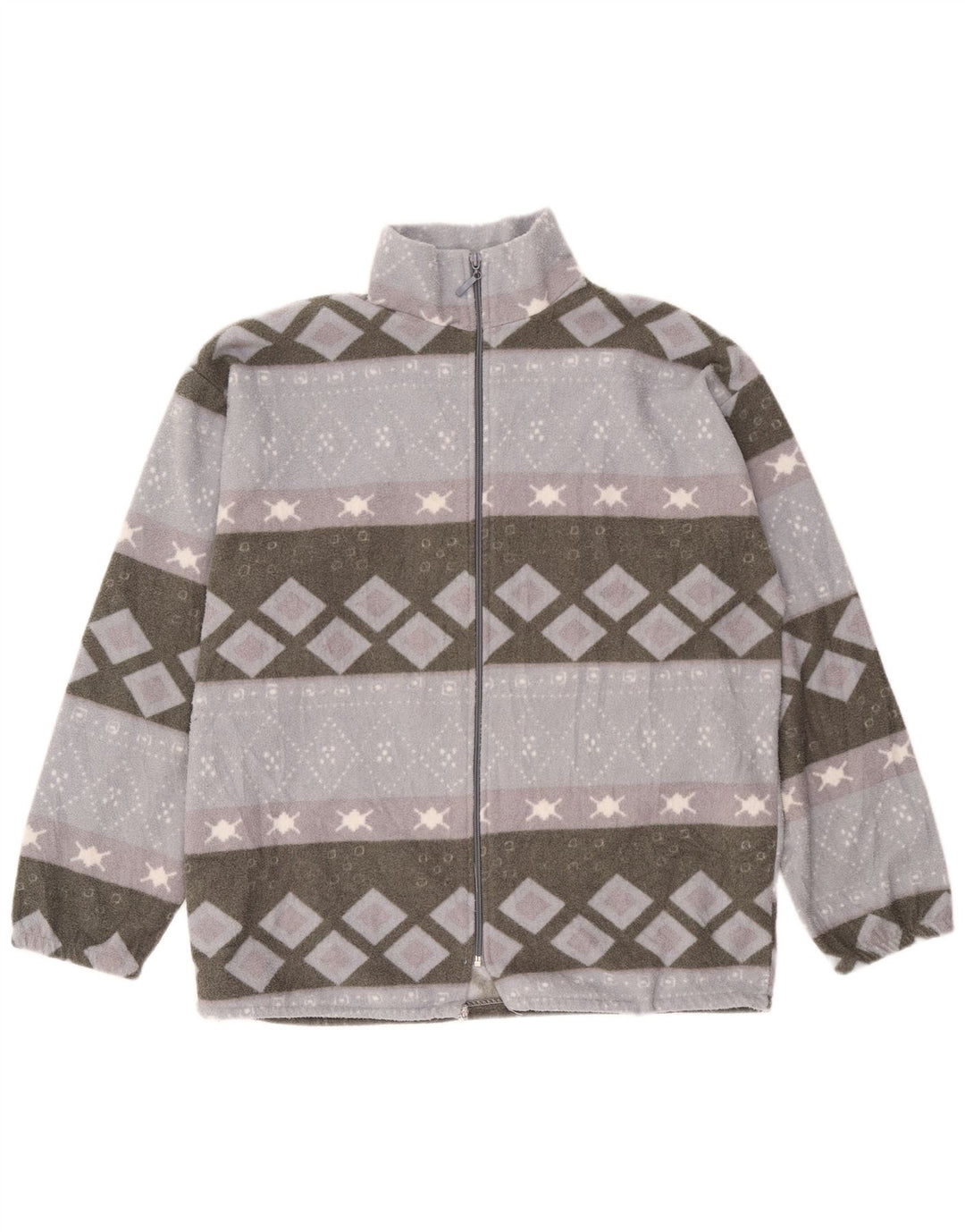 VINTAGE Veste polaire homme UK 40 Grand Gris Géométrique