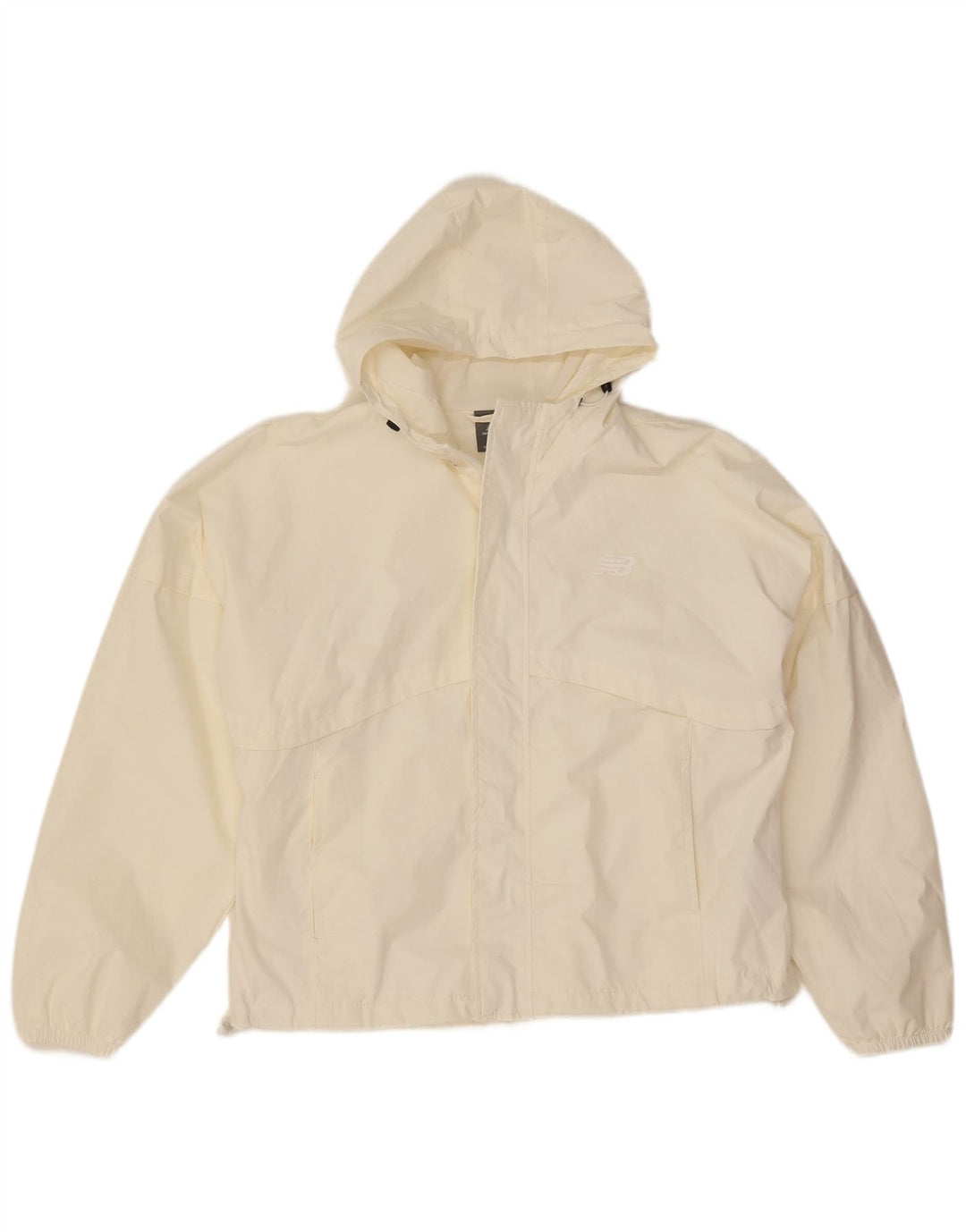 New Balance Veste coupe-vent à capuche surdimensionnée pour femme UK 14 Blanc moyen