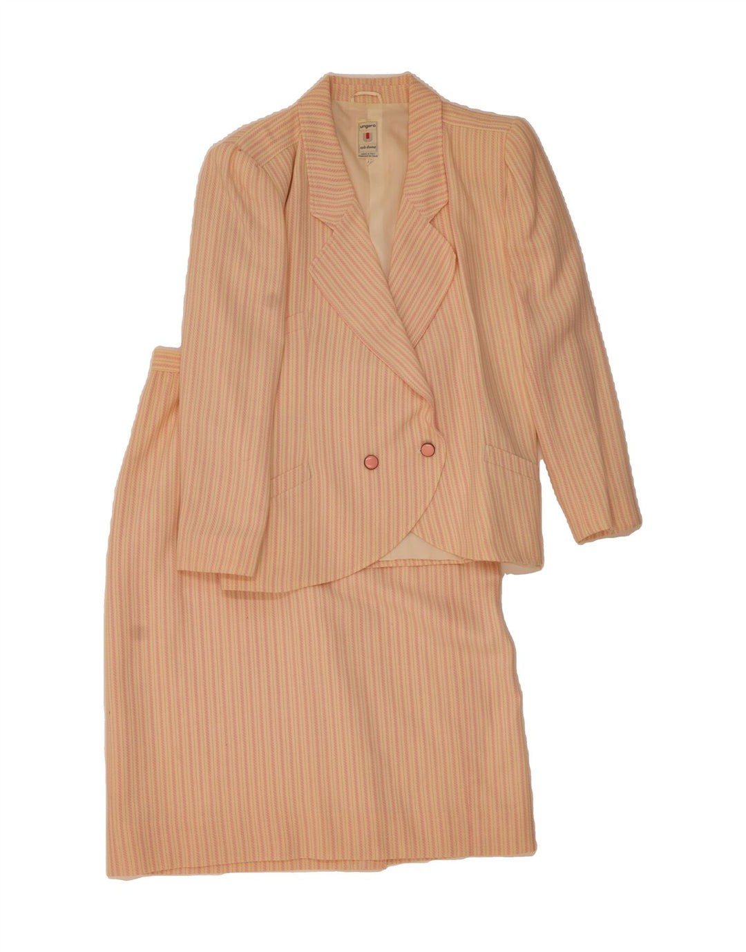 UNGARO Womens 2 Piece Skirt Set IT 44 Medium W32  Beige Striped Vintage Ungaro and Second-Hand Ungaro from Messina Hembry 
