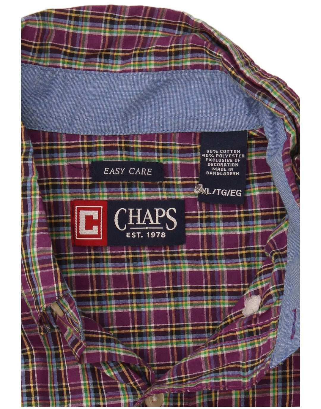 Chaps Chemise Homme Easy Care XL Violet Carreaux Coton
