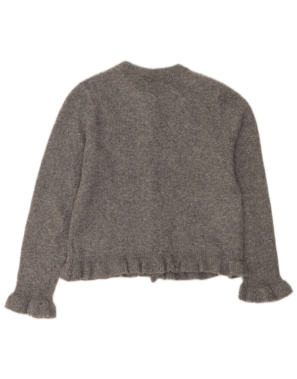 Zara Cardigan Femme Pull UK 10 Petit Gris Polyester