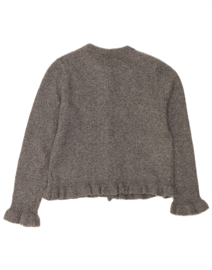 Zara Cardigan Femme Pull UK 10 Petit Gris Polyester