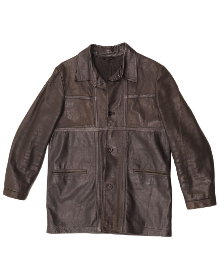 veste en cuir homme vintage UK 36 Petit Marron