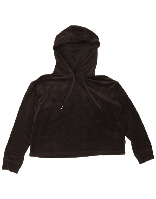 Dkny Haut à capuche surdimensionné en velours à manches longues pour femme UK 12 Noir moyen