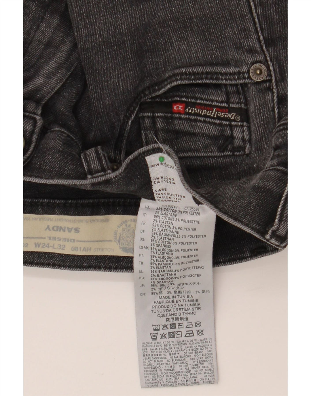 DIESEL Femme Sandy Regular Slim Fit Jean Droit W24 L32 Gris Coton