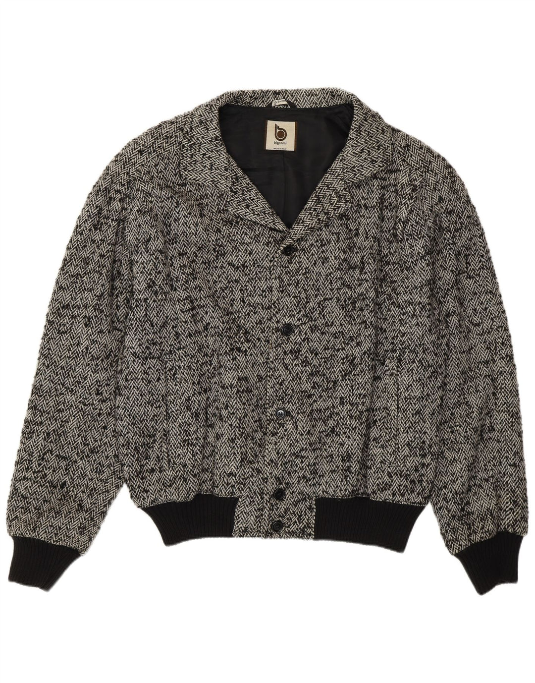 Bignami Veste Bomber Homme UK 42 XL Laine à Chevrons Gris