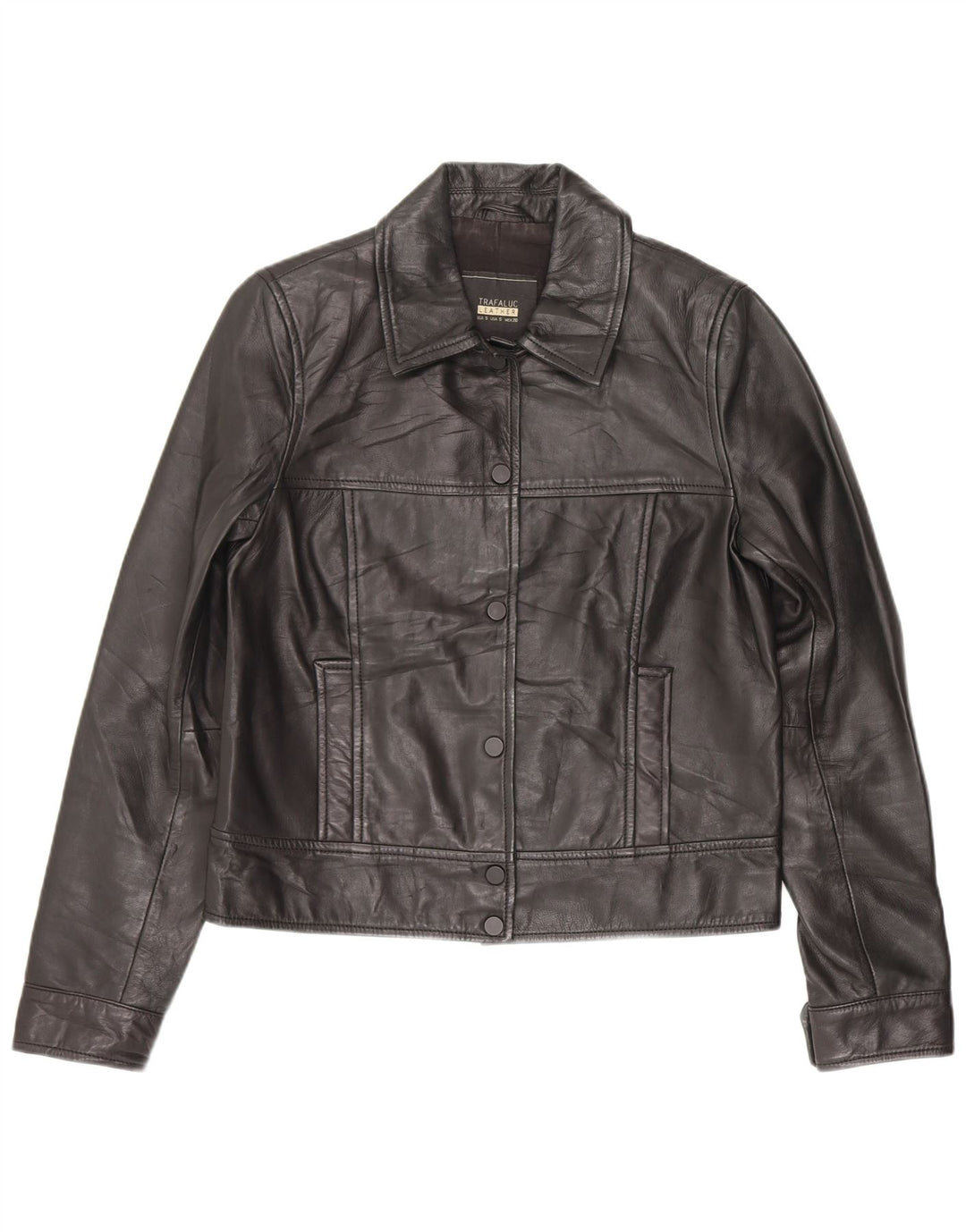 Trafaluc Veste en cuir motard pour femme UK 10 Petit cuir noir