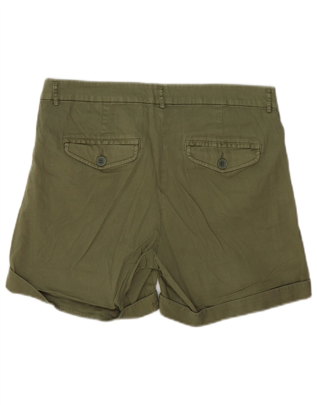 BENETTON Short Chino Femme UK 10 Small W30 Coton Kaki